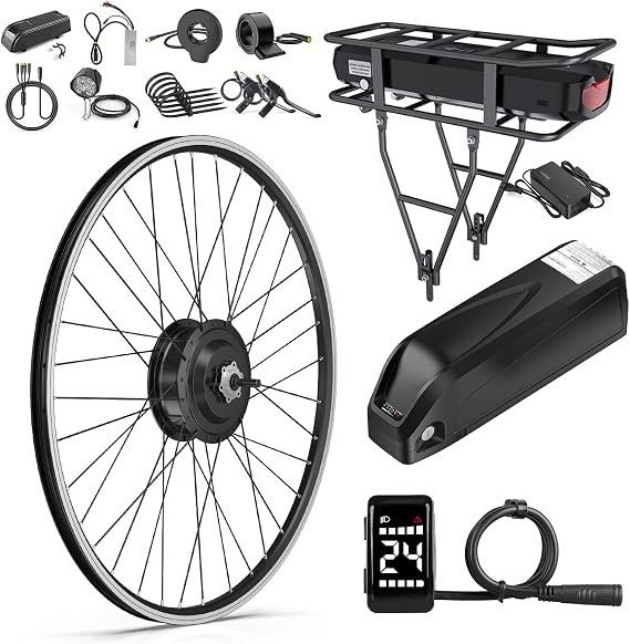 BAFANG 48V500W Front Hub Motor Kit, Ebike Kit for 20"/26"/29" MTB City Bike | Brushless Geared Ebike Conversion Kit with Optional Display&Battery,48V 500W Motor Delivers 28MPH Speed&45Nm Torque