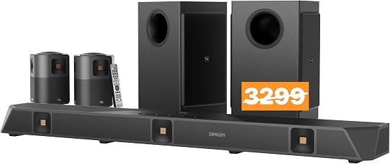 Nakamichi Dragon 11.4.6 Dolby Atmos/DTSX Pro Soundbar, Dual 8" Opposed Subs