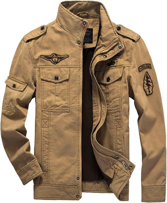 Men's Jacket Men's Transition Jacket Military Jacket Stand-Up Collar Aviator Jacket