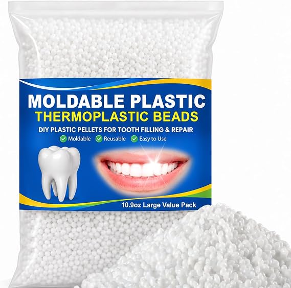 Sukh 10.9oz Moldable False Teeth Beads - Tooth Repair Kit,Repair Thermoplastic Beads,Plastic Pellets for DIY Tooth Filling,Halloween Vampire Teeth Fangs Ideal for Chipped, Cracked