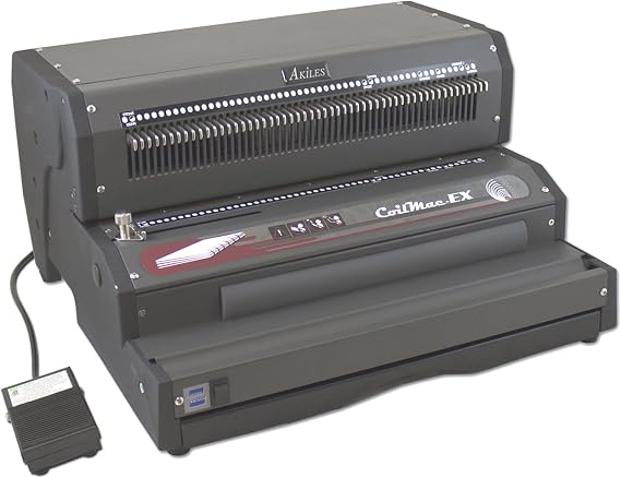 Akiles ACM-EX41+ Model CoilMac-EX41+ All-in-One Electric Coil Punch, Electric Inserter, and Manual Crimper; Special 4 x 5mm Oval Holes; Letter 4:1 (0.248") Pitch; All 54 Disengageable Pins