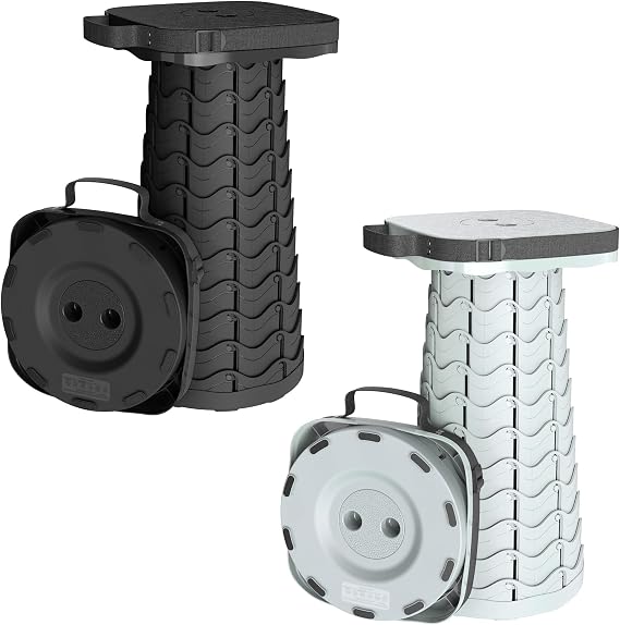1PC Square Retractable Stool[Blue] and 1PC Square Collapsible Stool[Cyan]
