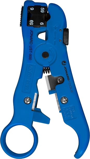 Jonard Tools UST-596 Universal Cable Stripper for RG59 and RG6 COAX, Network, and Telephone Cables
