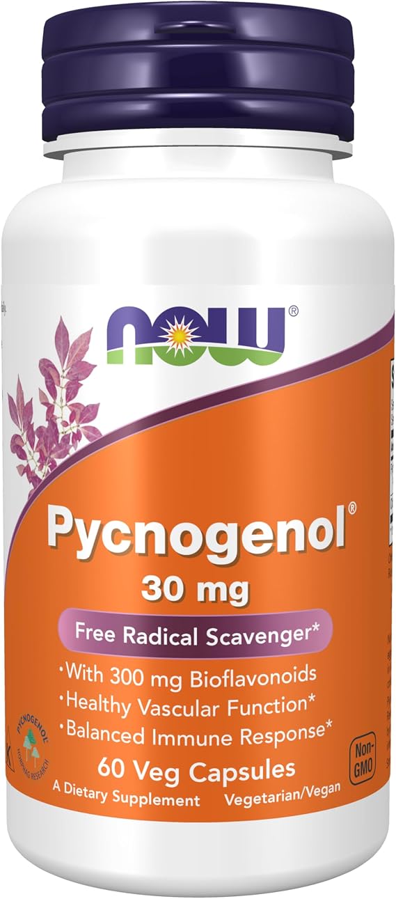 NOW Supplements, Pycnogenol 30 mg with 300 mg Bioflavonoids, 60 Veg Caps