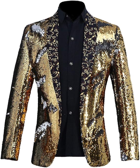Mens 2 Colors Shiny Sequin Blazer