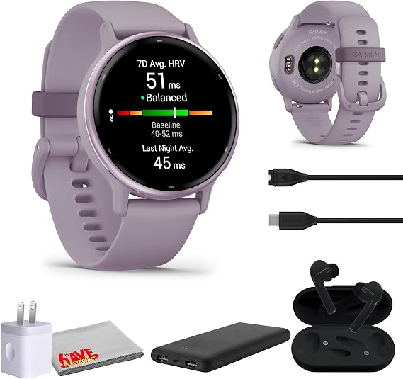 Garmin Vivoactive 5 Fitness Tracker Smart Watch for Women (Orchid) Bundle
