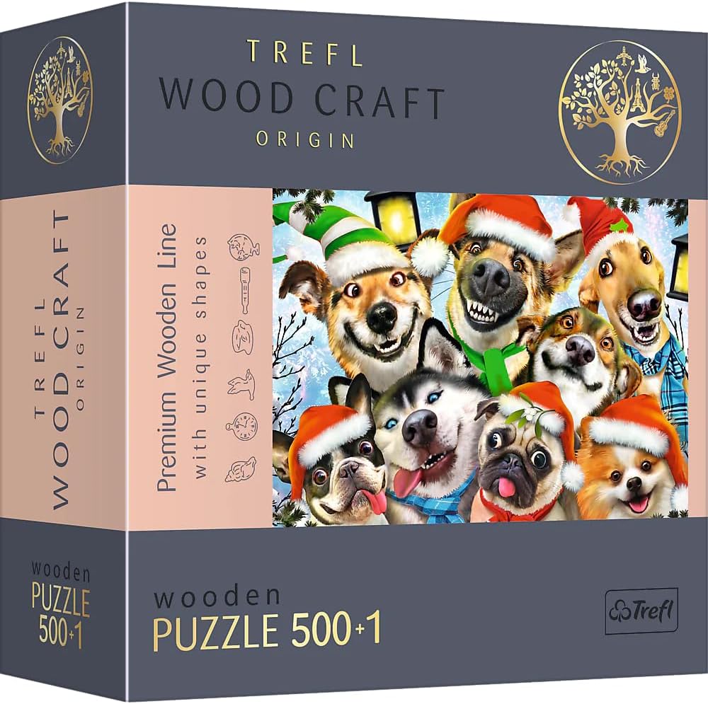 Trefl Festive Dogs 5001 Piece Jigsaw Puzzle Wood Craft 15x10 Irregular Shapes, 50 Puzzles of Christmas Symbols, Modern Premium Puzzle, for Adults and Children from 12 Years Old