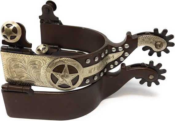 AJ Tack Men's Antique Brown Texas Star Show Spurs