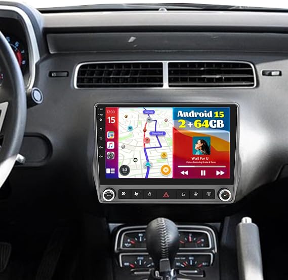 for Chevrolet Chevy Camaro 2010-2015 2+64GB Android Car Stereo Wireless Carplay Android Auto, 9 Inch Touchscreen Car Radio GPS Navi WiFi Bluetooth Backup Camera FM RDS Radio EQ SWC