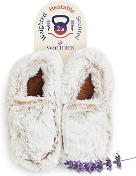 warmies Microwaveable House Slippers for Women - Plush, Soft & Fuzzy Indoor Slippers with Backs & Non-Slip Memory Foam Soles - Cozy Warm Ladies Slipper