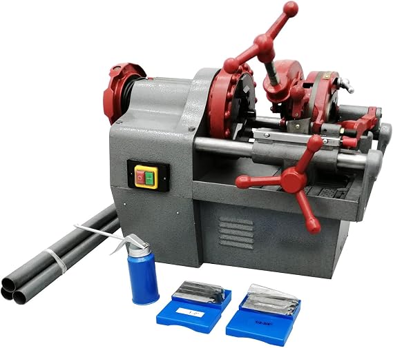 Electric Pipe Threader Machine 1/2"- 2" NPT Threading Cutter for Cutting, Threading and Reaming with Clamping Device and Oiling System Installation and Construction Industries