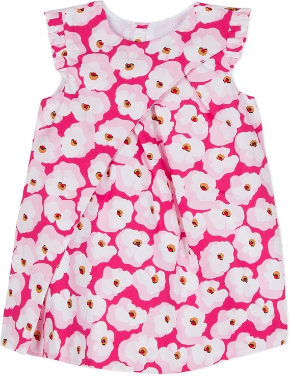 Catimini Baby Girls Pink Floral Print Frill Sleeve Dress Cherry Blossoms 2A