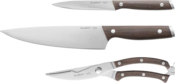 Berghoff RON 3Pc Cutlery Set,Stainless Steel Blade,Wood Handle