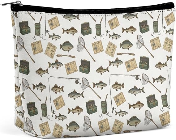 Portable Zipper Make Up Pouch Farmhouse Fishing Travel Cosmetic Case Lightweight Skincare Brushes Storage Organizer Bag