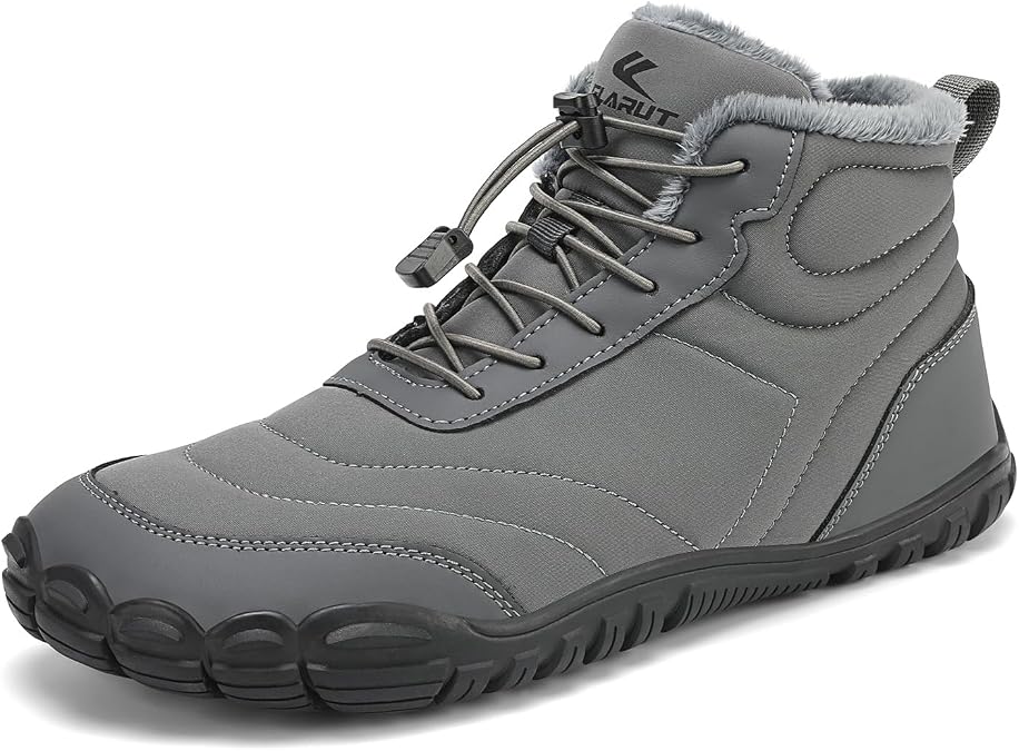 Men Women Barefoot Snow Boots, Fur Lined Wide Toe Box Zero Drop
