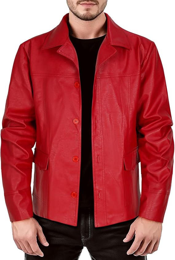 Men's Red Club Jacket Classic Fashion Leather Jacket