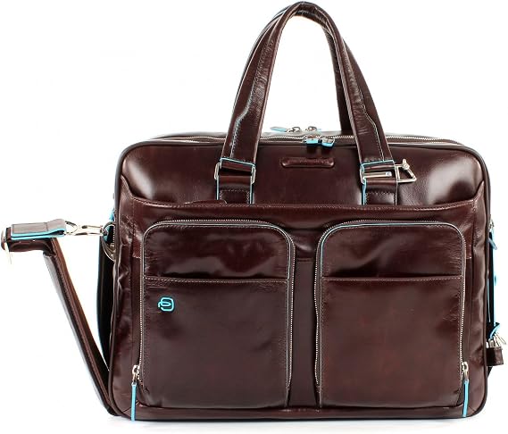 Piquadro Blue Square Expandable Computer Case with iPad/iPad Air Holder and Umbrella Pocket - Mahogany, One Size
