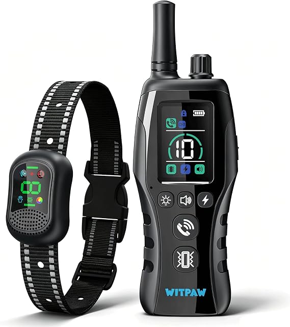 Dog Training Collar with Voice Call, 4900FT Long Range, 5 Modes - Beep/Vibration/Safe Shock/Flashlight, IP67 Waterproof, Rechargeable E-Collar for Small Medium Large Dogs 10-120lbs (Black)
