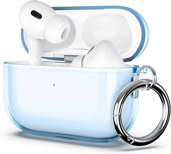 ULAK Compatible Airpods Pro 2nd Generation Case Clear Light Blue