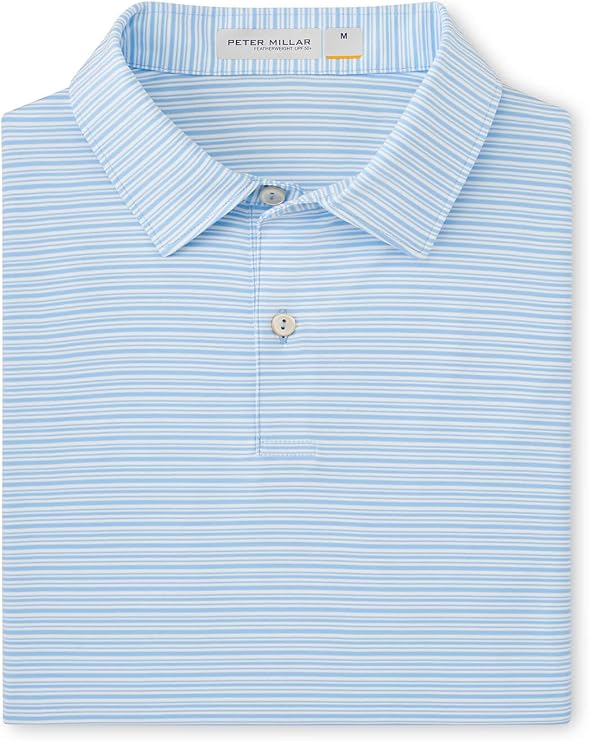 PETER MILLAR Men's Cottage Blue Featherweight Payne Stripe Polo XXL