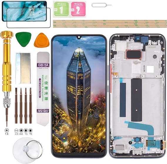 (No Fingerprints) LCD Display Assembly for Xiaomi Mi 10 Lite 5G M2002J9G Screen Replacement Kit (Black)