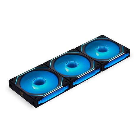 Lian Li UNI Fan SL-Infinity 120 - Triple Pack (Reverse Blade) ARGB Fan-Daisy-Chain Design-Infinity Mirror-Cable Management-Customizable Lighting Effects w/Controller- Black (12RSLIN3B)