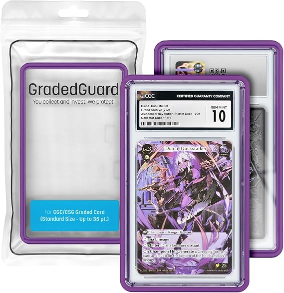 GradedGuard CGC Card Slab Protector Case, Standard CGC Size, Impact Resistant TPU Holder, Drop & Scratch Proof Frame for Graded Sports TCG Collectible Trading Cards. (Purple)