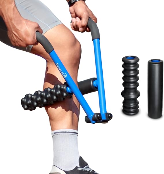 DoubleUP Roller D4 Leg & Arm Massager, Metal Frame + 4 Rollers, Blue