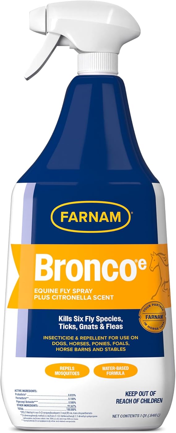 Farnam Broncoe Fly Spray Plus Citronella for Horses, Dogs & Premises, 32 oz