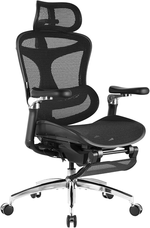 SIHOO Doro C300 Ergonomic Office Chair with Dynamic Lumbar Support 3D Armrests & Adjustable Backrest Footrest for Improved Comfort Desk Chair for Home Office Doro C300 - Black