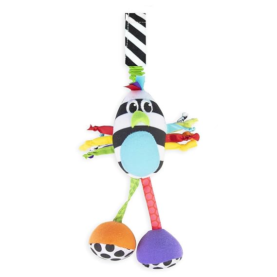 Sassy Boppin Birdie | Developmental Plush Toy for Early Learning | High Contrast | Attaches to Baby Gear for Travel | for Ages Newborn and Up (80660)