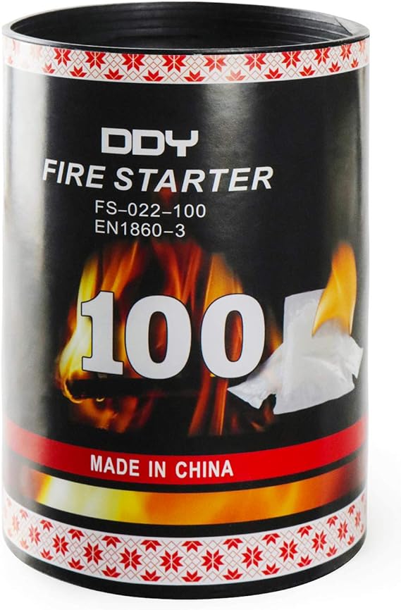 100 Pack Natural Paraffin Fire Starter Cubes, Waterproof Non-Toxic, 8 Mins Long Burning Up to 750F, Safe Charcoal Lighter Tablets for Camping, Grill, Fire Pit, Wood Stove & Outdoor BBQ