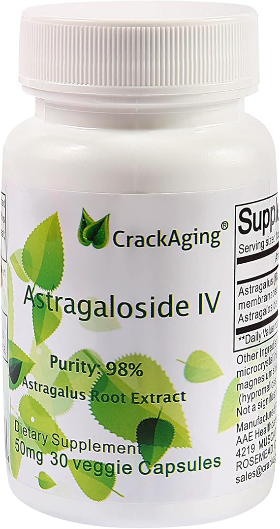 Crackaging Astragaloside IV 98% 50mg, 30 Vegan Capsules, Healthy Aging