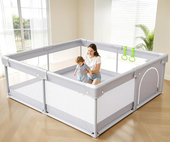Fodoss Baby Playpen, Playpen for Babies and Toddlers, 47x47inch Small Baby Play Pen,Toddler Playpen for Apartment,Play Yard for Baby,Baby Activity Play Fence, Extra Large Baby Playard