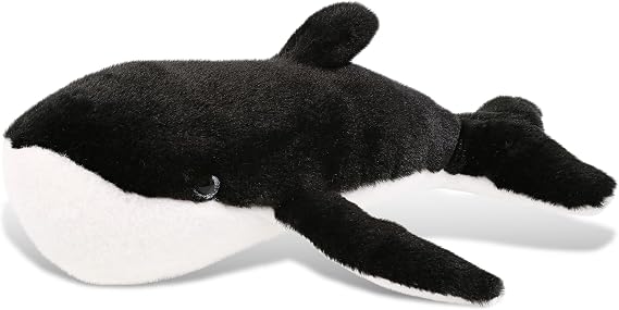 DolliBu Black Whale Stuffed Animal - Huggable Whale Plush Toy, Adorable Ocean Life Cuddle Gift, Super Soft Plush Doll for Kids and Adults - 14 Inches