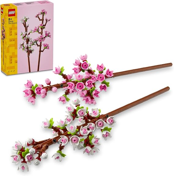 LEGO Cherry Blossoms Celebration Gift 40725 – Birthday Gift Idea for Kids Ages 8 and Over, Decorative Creative Toy Making Set with 2 Branches Covered with Pastel Shades of Flowers (430 Pieces)