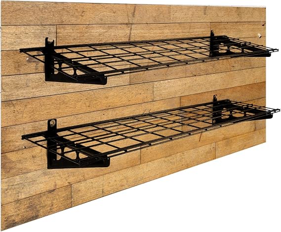 Sylvan Modular Garage Wall Shelves for Storage DIY Wall Mount Shelf with Garage Shelving Wall Mounted Kit Sturdy Garage Wall Shelving and Wall Mount Shelf Construction (Two 1'x4' Kits)