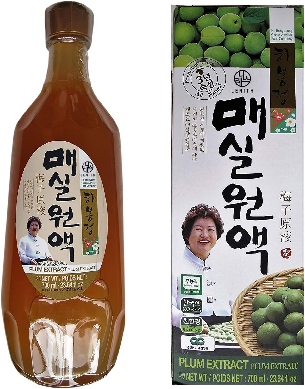 LENITH Premium Ha Bong Jeong Maesil Plum Extract with Antioxidants made with Plums 매실청 700ml 23.64 fl oz