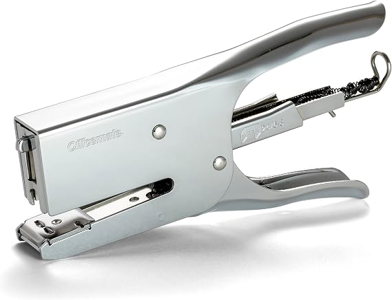 Officemate Classic Plier Stapler Bundle - Quick Rear Spring Loading Stapler, Office Supplies for Desk, Home and School, All-Metal Construction, Silver