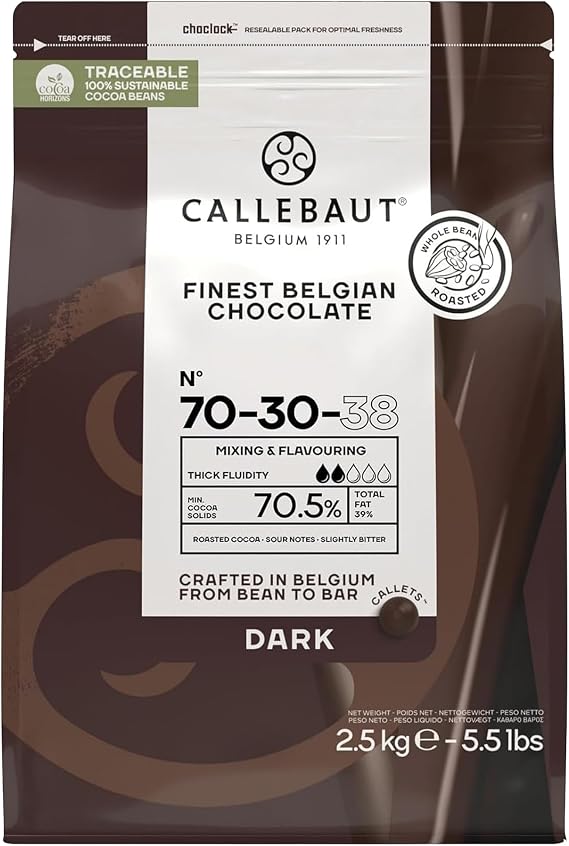 Callebaut 70-30-38 Dark Chocolate Couverture Callets 70.5% Cocoa 2 x 2.5kg