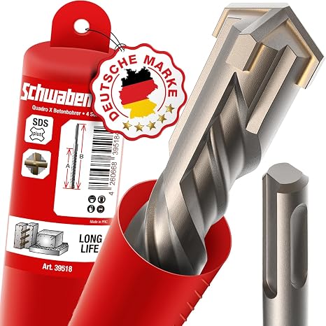 SCHWABENBACH ® SDS Plus Drill Bit 32 mm x 600 - Concrete Drill - Precise and Fast Drilling in Concrete - Premium Quality with Carbide Tip - Masonry Drill Long - No Hooking in Reinforcement Iron