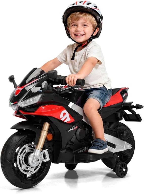 TCARAIWEN 12v Kids Ride on Motorcycle, Electric Kids Moped, Battery Powered Motorcycle for 3 Years Old, Black