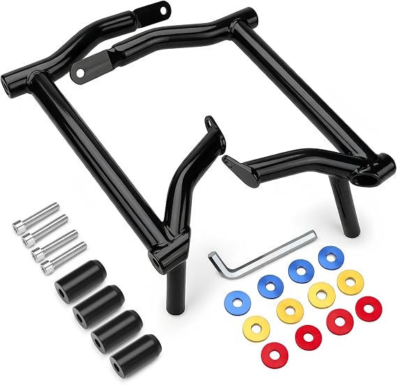 Saddlebag Guard Crash Bar Bracket compatible with Harley Davidson Touring Street Glide Road Glide Road King Electra Glide Ultra Limited CVO Black Tip Over Bar 2009-2025
