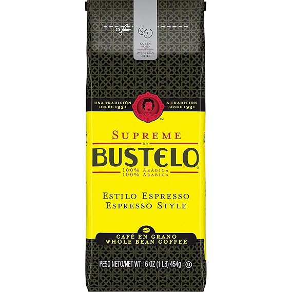 Supreme by Bustelo Whole Bean Espresso Coffee, 16-Ounce Bag (1 Pound)