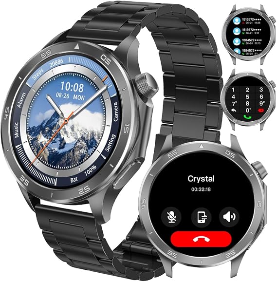 Smart Watch for Men 1.53" Full Touch Fitness Tracker with Heart Rate/Sleep Monitor, IP67 Waterproof, 100+ Sports Modes, Bluetooth Calls,iOS & Android Compatible 15-Day Battery Life (Black)