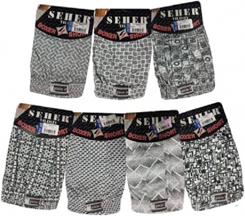 Seher Yıldızı Karışık Desenli Erkek Boxer 6'lı Paket Pamuklu İç Giyim Karışık 2XL