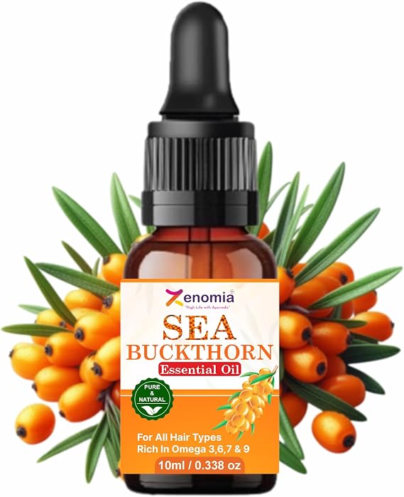 Sea Buckthorn Essential Oil, Pure & Natural, Cold Pressed, Rich in Omega 7 & Vitamin C, Skin Hydration, Anti-Aging Face Care, Hair & Scalp Nourishment (10ml) 0.33oz