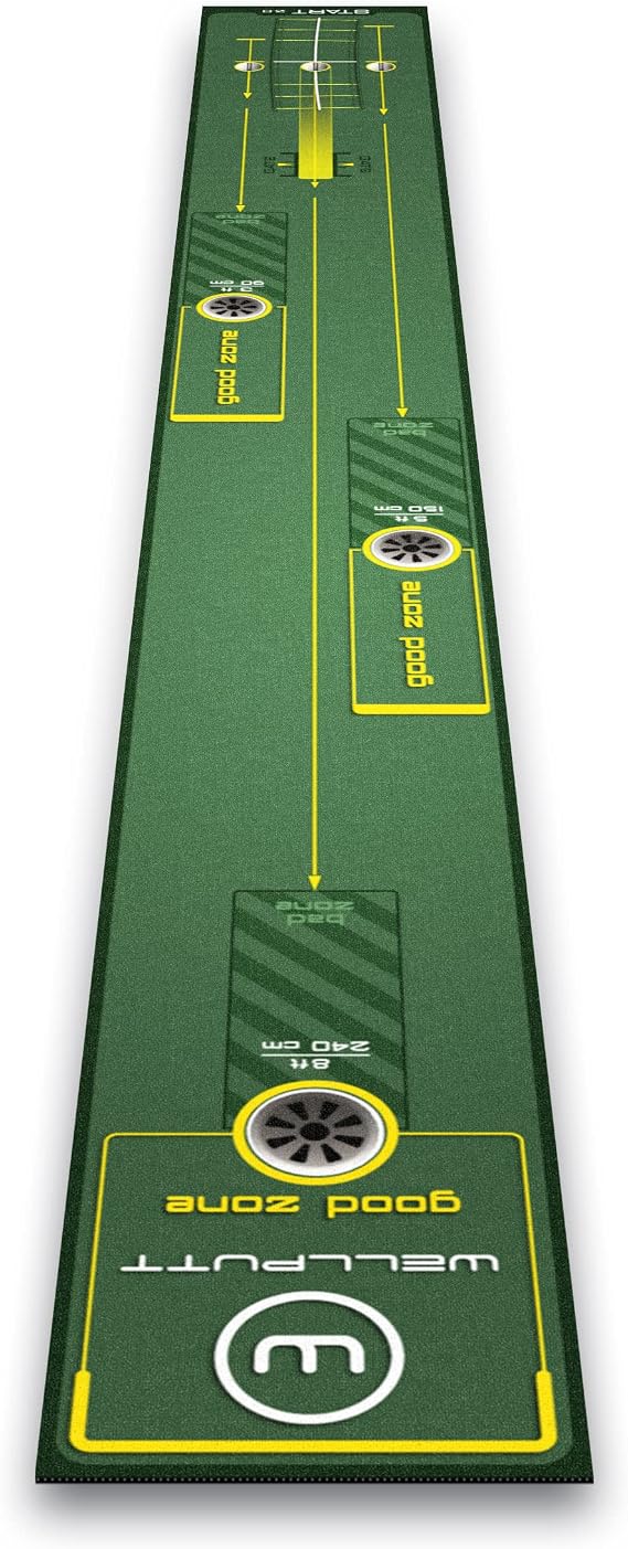 Wellputt Start 2.0 Golf Putting Mat – 10ft (3m) Indoor Putting Training Mat with Alignment Guides – Golf Practice Mat for Home & Office – Used by Tour Players