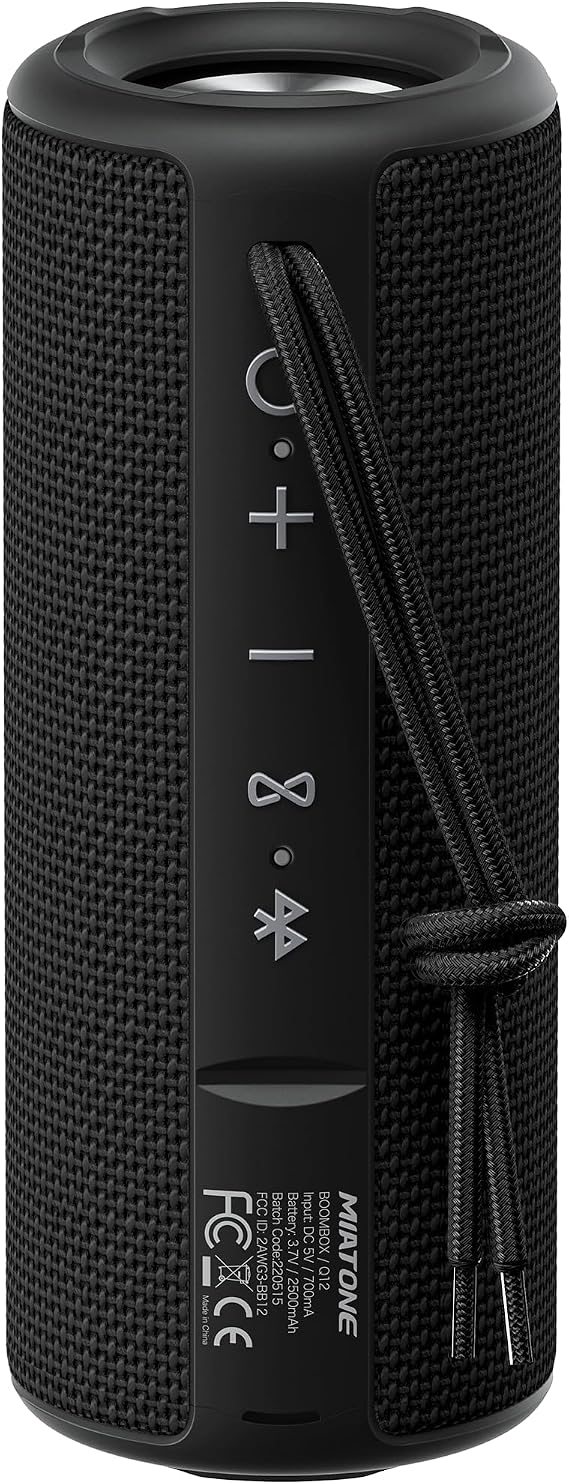 MIATONE Boombox Outdoor Portable Bluetooth Speaker Waterproof Wireless Speakers - Black