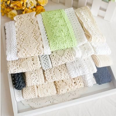 16 Meters Assorted Vintage Style Lace Ribbon Trim Bridal Wedding Scalloped Edge Crochet Lace DIY Sewing Accessory Collection B